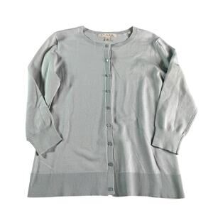 Emaline Petite Cardigan Sweater Medium Light Blue Button Front Lightweight